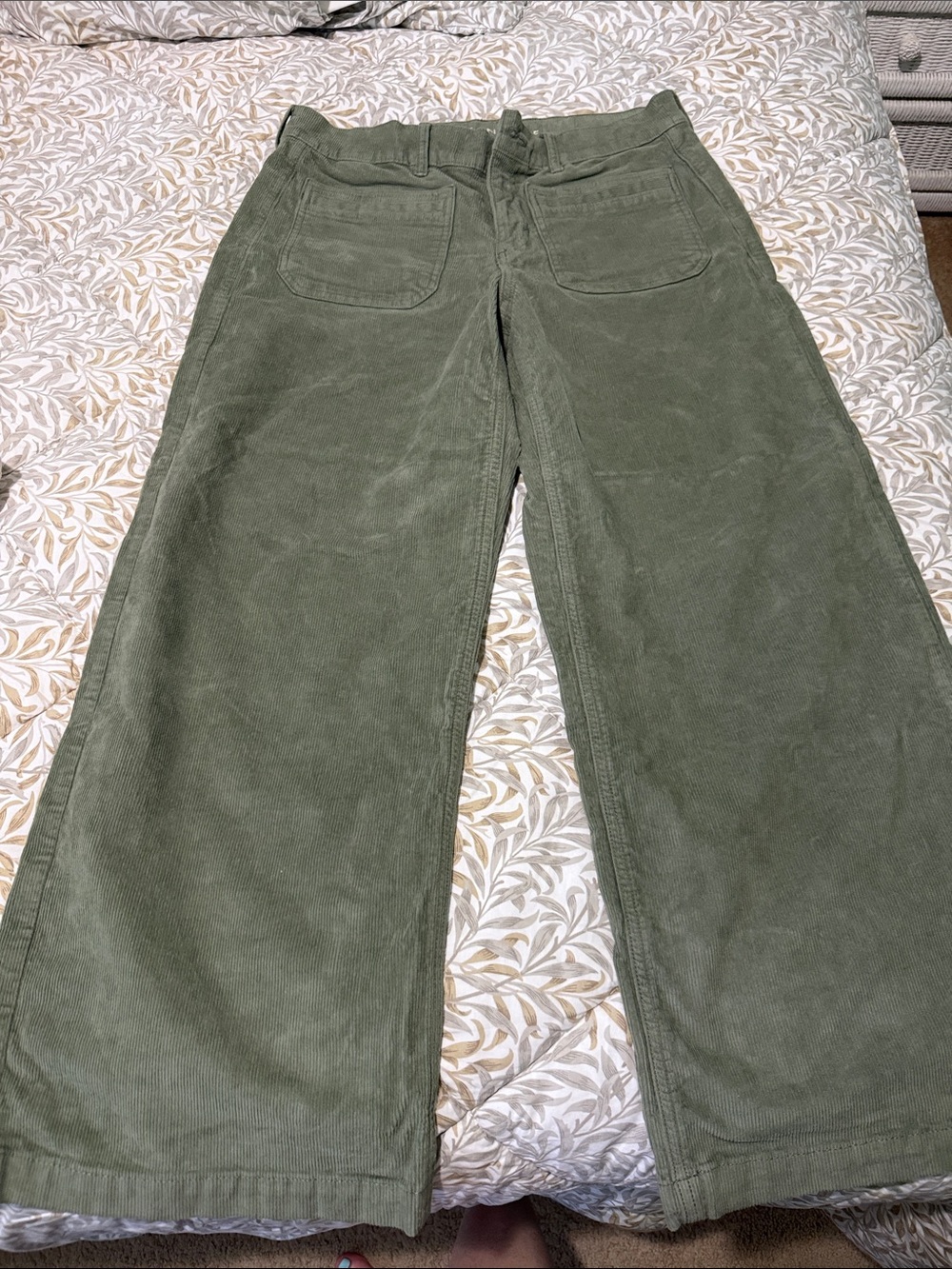 American Eagle Outfitters Olive Green Wide Leg Corduroy Pants